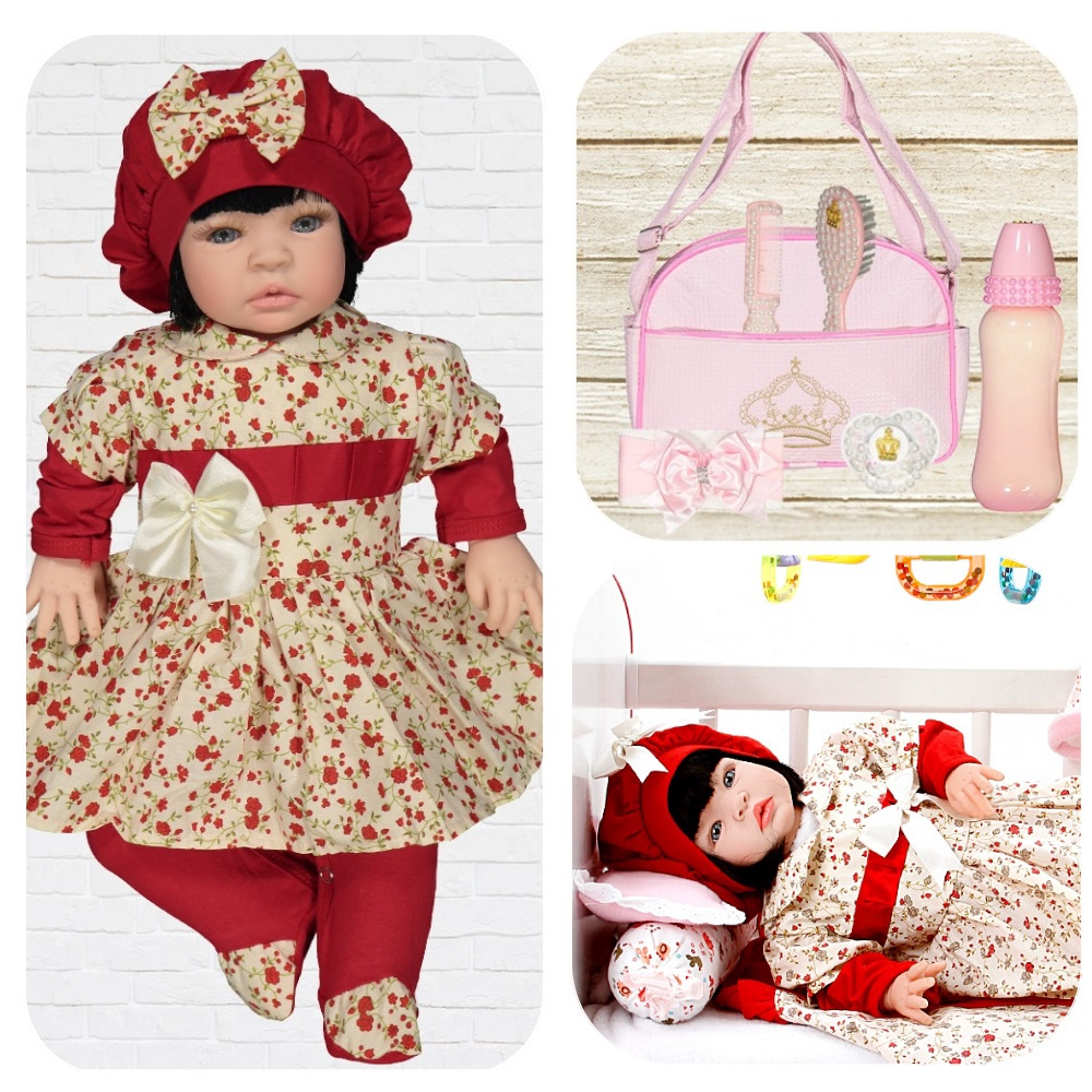 Boneca Bb bebê Reborn Reborne Menina Realista Envio Imediato Vestido De  Princesa Vermelho em Promoção na Americanas