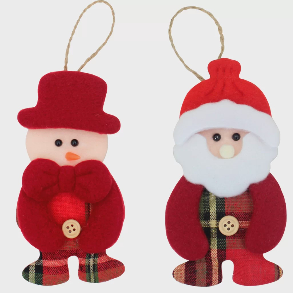 Papai Noel com Árvore de Natal e Boneco de Neve