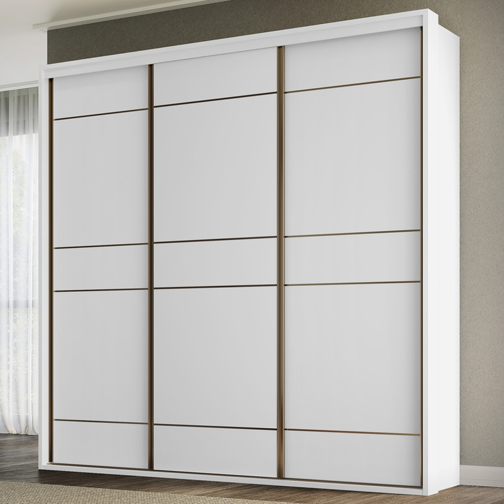 Guarda Roupa Casal Qualita 3 Portas 6 Gavetas Branco Belmax Em