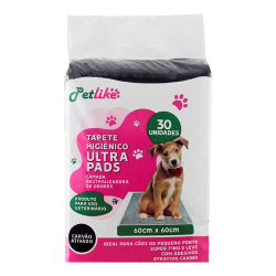 Tapete Higienico Petlike Ultra Pads Carvão Ativado 60x60cm C/30 Unidades Menor preço em Tapete Higienico Petlike Ultra Pads Carvão Ativado 60x60cm C/30 Unidades