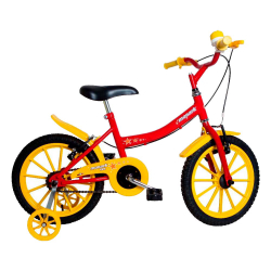 Bicicleta Infantil Aro 16 Masculina Vermelho/Amarelo - Monark Menor preço em Bicicleta Infantil Aro 16 Masculina Vermelho/Amarelo - Monark
