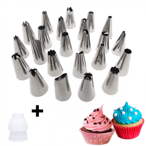 Bicos De Confeitar Jogo Bico Inox Kit 25 Peças Bolos Cupcake no Shoptime