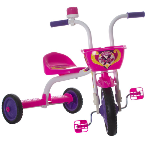 Triciclo Velotrol Motoca Infantil Empurrador Velocípede Bebê Cor Rosa