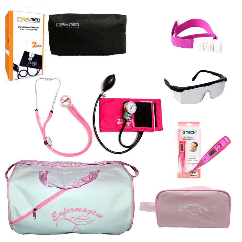 Kit Enfermagem Rosa Completo Com Aparelho De Pressão Pamed No Shoptime