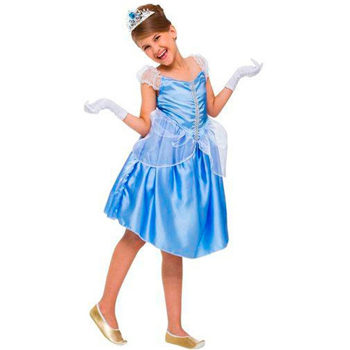 Vestido Cinderela Azul Princesa Disney Luxo Menina Infantil