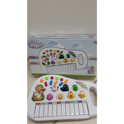 Piano Teclado Animal Brinquedo Infantil Sons Fazenda Sitio - BRANCO