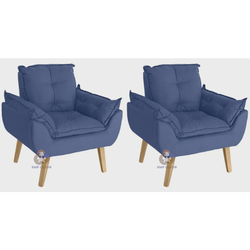 Kit 02 Poltrona Decorativa Opala Suede Azul Marinho smf decor Menor preço em Kit 02 Poltrona Decorativa Opala Suede Azul Marinho smf decor