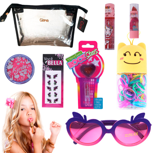 Kit de maquiagem infantil para meninas, conjunto completo de malas