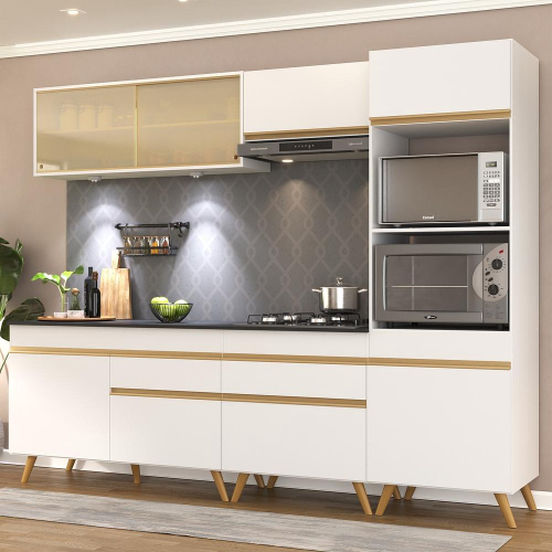 Cozinha Completa Sophie Viena Modulada 5 Peças 340 Cm 12 Portas 3 Gavetas  Com Tampo Branco em Promoção na Americanas