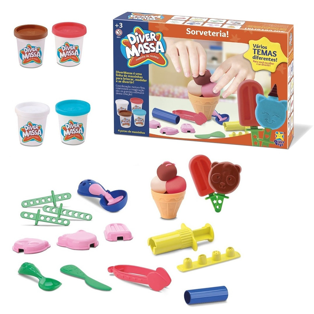 Kit Sorvetinho Com 5 Peças Brinquedo Cozinha Montar Sorvete