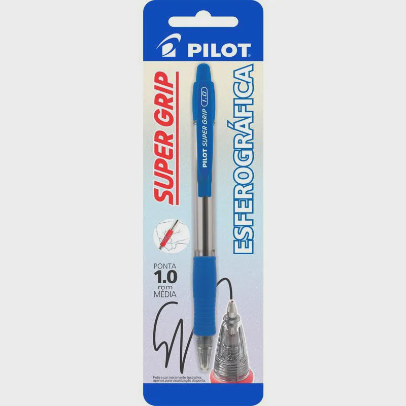 Caneta Esferogr Fica Super Grip R Azul Mm Pilot Submarino