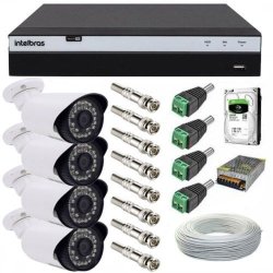 Menor preço em Kit 4 Câmeras de Segurança Full HD 1080p 2 Megapixel 36 Leds Infra + dvr Intelbras mhdx 3004 Full HD