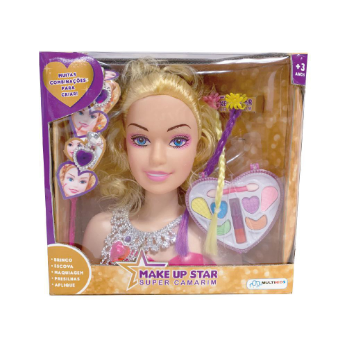 Boneca Busto Para Pentear E Maquiar Brinquedo Infantil Menina Com  Acessorios Kit Beleza Pente Escova Aplique - Bee Toys