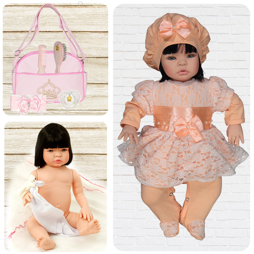 Bebe Reborn Original Silicone Barata Boneca Bolsa Princesa no Shoptime