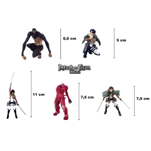 LOTE DE 05 FIGURAS ATAQUE DOS TITÃS - 05 PERSONAGENS - REAL FIGURE