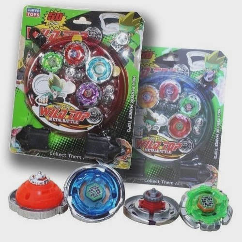 Kit Beyblade Metal 5D Brinquedo 4 Peões Led Toys