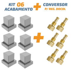 Kit 06 Acabamento Cromado Quadrado Registro Pressão Docol Menor preço em Kit 06 Acabamento Cromado Quadrado Registro Pressão Docol