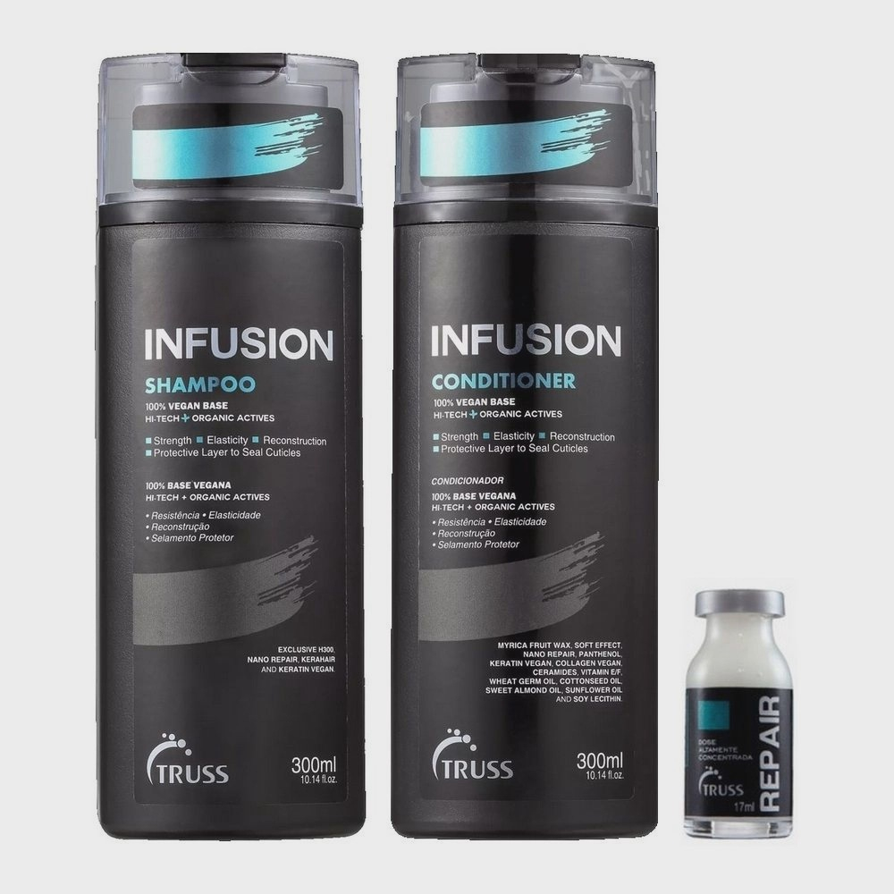 Shampoo + Condicionador Truss Infusion Cabelos Secos 300ml + Ampola