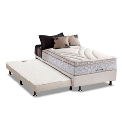 Cama Box c/Auxiliar Solteiro: Colchão Herval Maxspring American + Base crc Courano Branco(88x188) Menor preço em Cama Box c/Auxiliar Solteiro: Colchão Herval Maxspring American + Base crc Courano Branco(88x188)