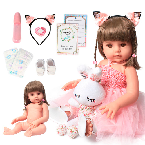 Boneca Bebê Reborn Bailarina Silicone Menina Morena Cheirosa no Shoptime