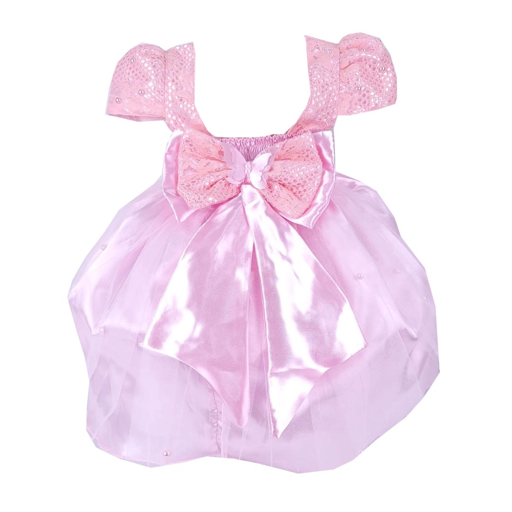 Vestido infantil Princesa Jardim Encantado Rosa c/ borboleta