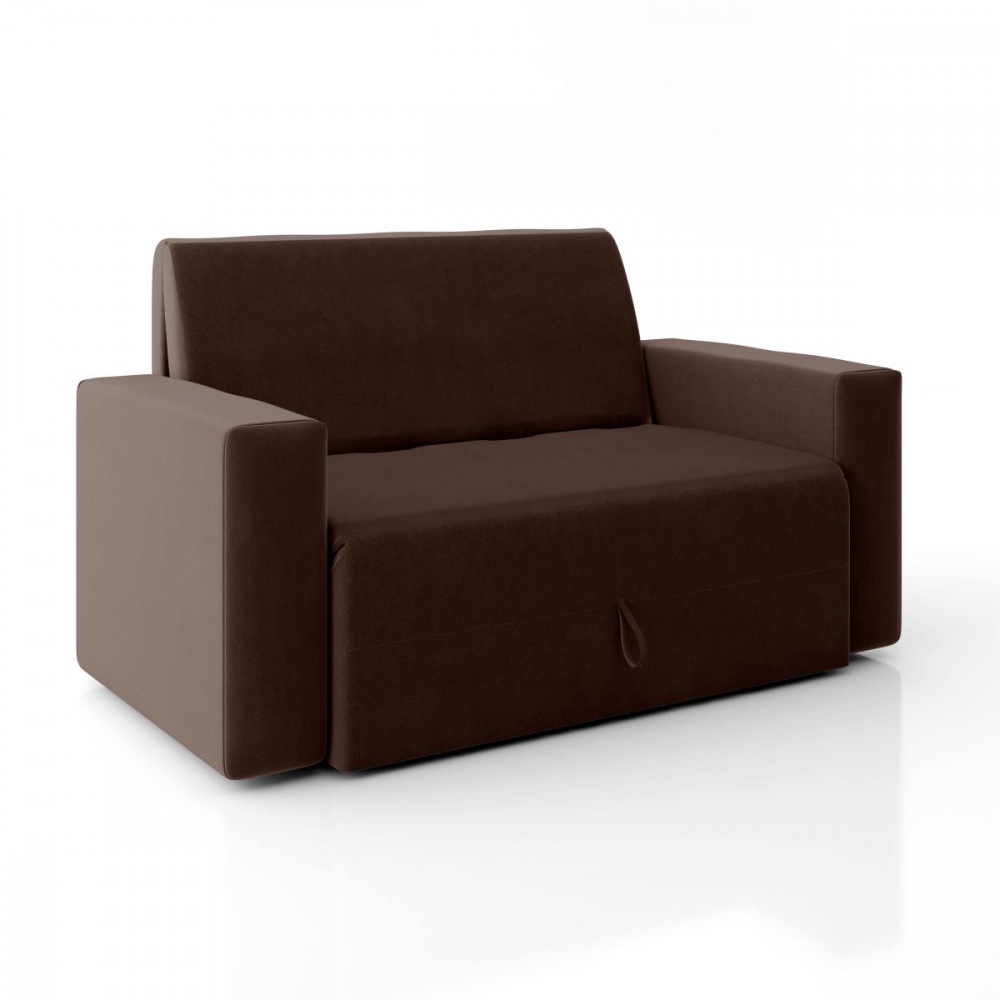 Sofá Cama Casal Md5000 Tecido Veludo Marrom Mamflex em Promoção