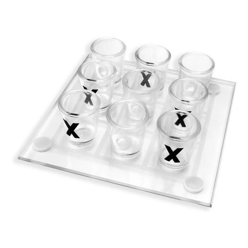 Jogo De Shot Jogo Da Velha Drink Tabuleiro De Vidro 25Cm Com 9 Copos 10Ml :  : Brinquedos e Jogos