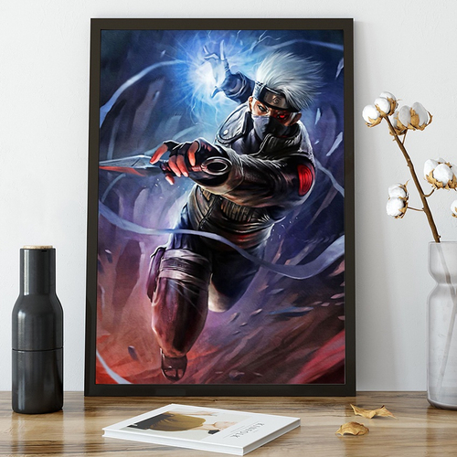 Quadro decorativo Poster Kakashi Anime Naruto Arte Desenho para