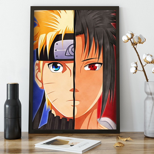 Quadro decorativo Desenho Naruto e Sasuke Anime Arte para sala quarto em  Promoção na Americanas