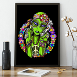 Quadro decorativo Emoldurado Alien Mulher hippie Espaço Desenho para sala  quarto em Promoção na Americanas