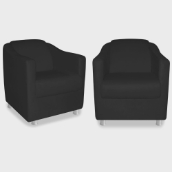 Kit 2 Poltrona Cadeira Tilla Recepção Sala Quarto Escritório Corino Preto - carat móveis é boa?