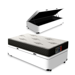 Cama Box com Baú Solteiro Branca + Colchão de Espuma D33 - Gazin - Supreme 88x188x52cm Menor preço em Cama Box com Baú Solteiro Branca + Colchão de Espuma D33 - Gazin - Supreme 88x188x52cm