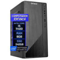 Menor preço em Computador Fácil Intel Core i5 11400 (11ª Geração) 8GB DDR4 ssd 240GB
