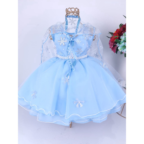 Vestido Infantil Tema Frozen Azul Luxo Aniversário - Pingo de Gente Baby  Kids