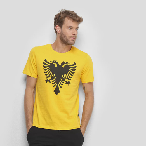 Camiseta Cavalera Águia Branco Amarelo Masculina Original