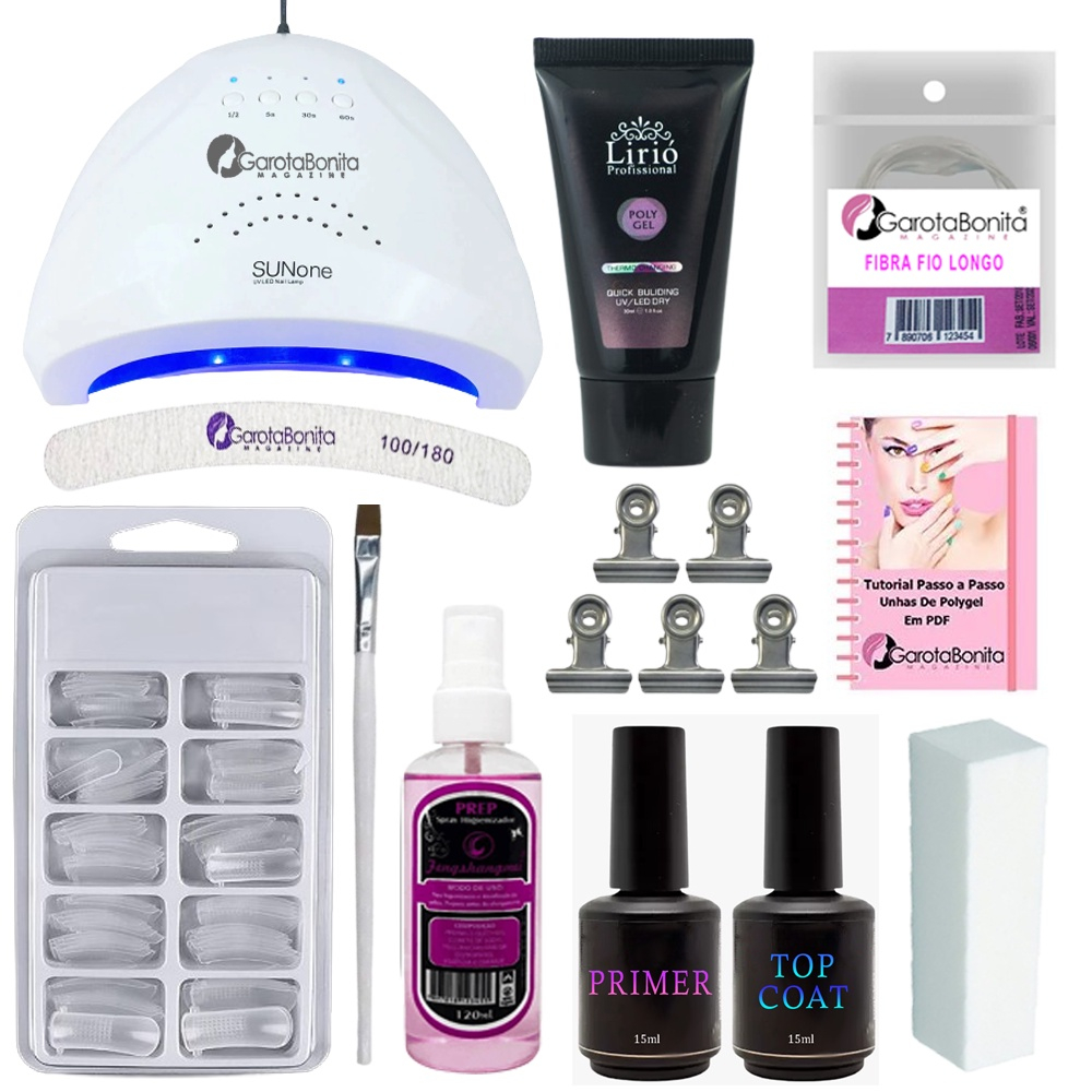 Kit Poligel Polygel Unhas Cabine Led Uv Unha De Gel Primer Em Promoção ...