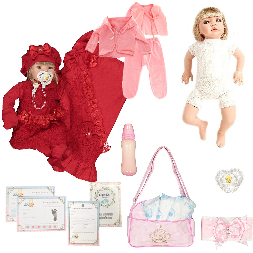 Boneca Bb bebê Reborn Reborne Menina Realista Envio Imediato Vestido De  Princesa Vermelho em Promoção na Americanas