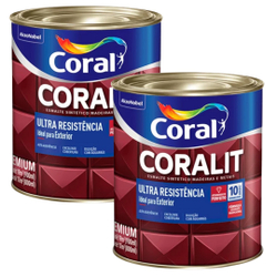 Kit 2uni Coralit Esmalte Sintético Madeira e Metais Alumínio Alto Brilho 900ml - Coral Menor preço em Kit 2uni Coralit Esmalte Sintético Madeira e Metais Alumínio Alto Brilho 900ml - Coral