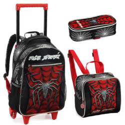 Kit Conjunto Mochila Infantil Spider Aranha Rodinha Escolar Menor preço em Kit Conjunto Mochila Infantil Spider Aranha Rodinha Escolar