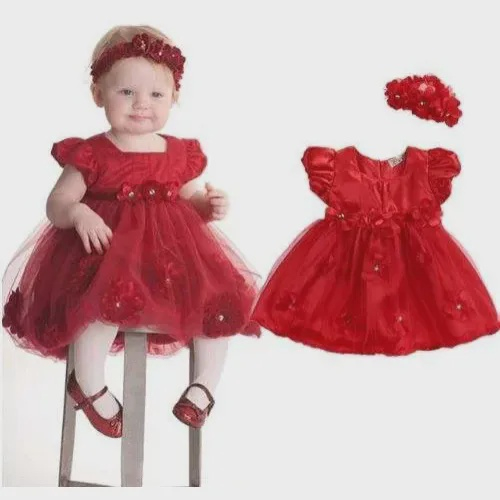 Vestido Princesa Infantil Vermelho Com Dourado