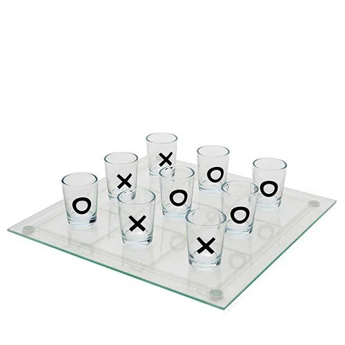 Jogo Da Velha Shot Drink Vidro Copos Ml Tabuleiro Vidro Brincando