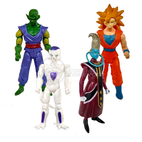 4 Bonecos Dragon Ball Articulado Piccolo Whis Goku Freeza