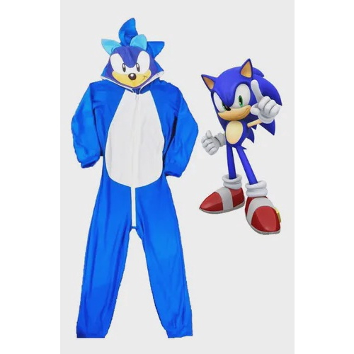 Macacão Verão Adulto Fantasia Sonic Isabb