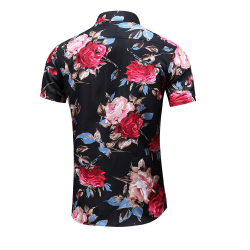 Camisa Floral Masculina Manga Curta Barata Praia Social Slim Menor preço em Camisa Floral Masculina Manga Curta Barata Praia Social Slim
