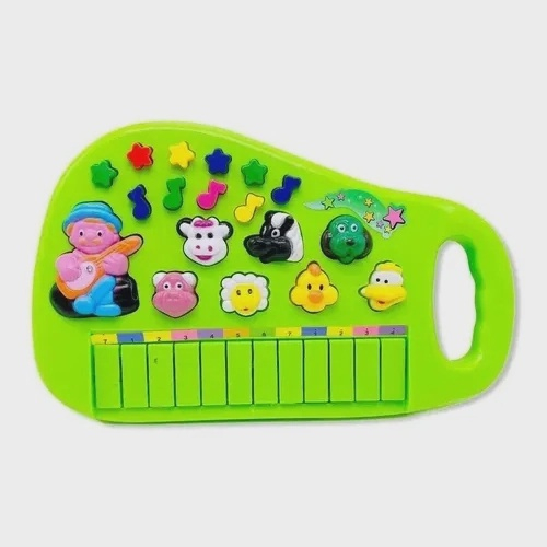 Brinquedo Piano Infantil Vaquinha Com Som Animais Fazendinha Cor