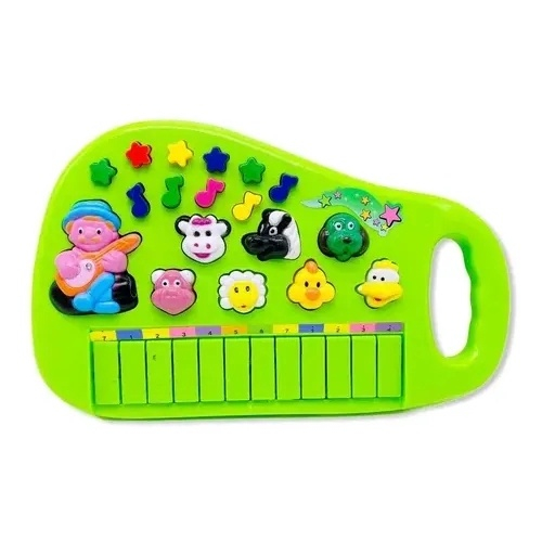 Pianinho Teclado Musical Infantil Som Luz Fazendinha Animais Cor