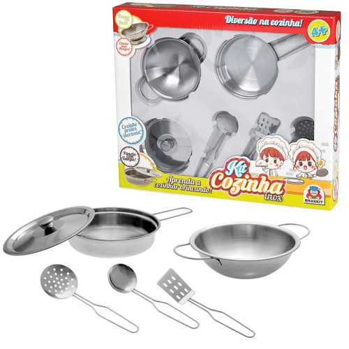 Antigo jogo de panelinha e utensílios de cozinha infant