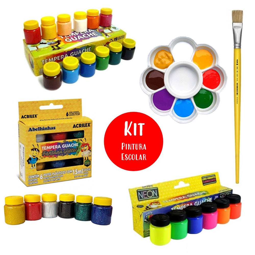 Kit de colorir com tinta guache