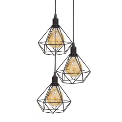 Menor preço em Kit 3 Lustre Pendente Aramado Diamante Preto (match)