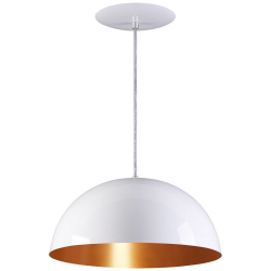 Pendente Meia Lua 34cm Luminária Alumínio Branco Textura c/ Cobre - Rei da Iluminação é ruim? Pendente Meia Lua 34cm Luminária Alumínio Branco Textura c/ Cobre - Rei da Iluminação é boa?